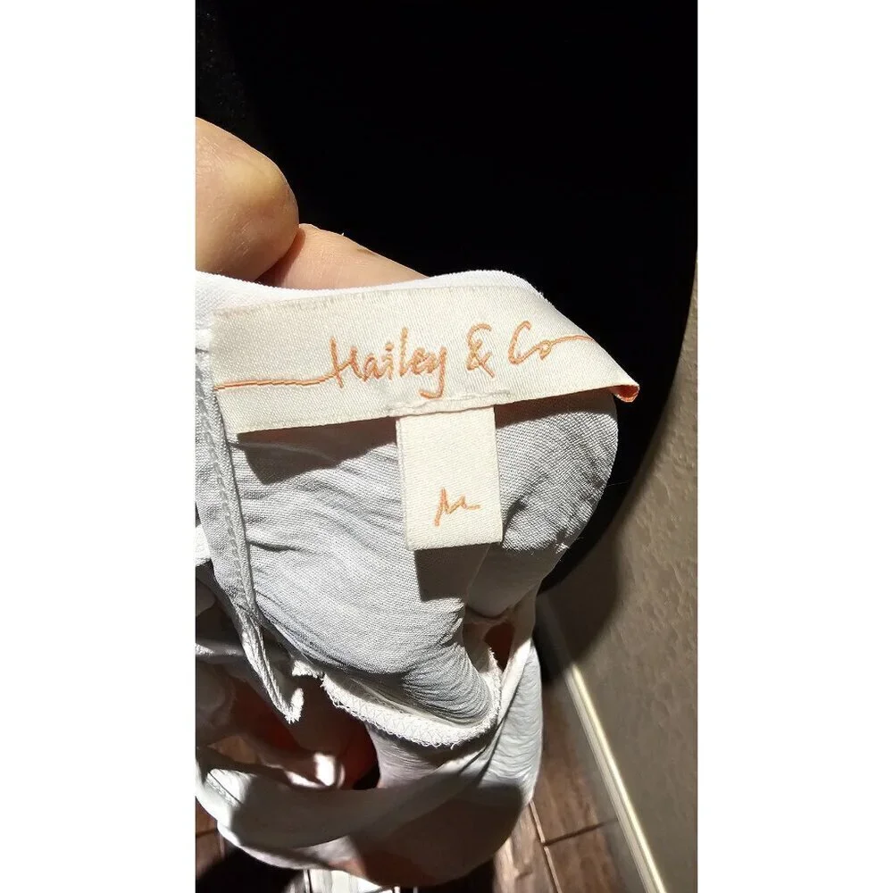 Hailey & Co Pastel Peach Colorblock M Coastal Halter Top W Scalloped Hem & Tie - Picture 4 of 7